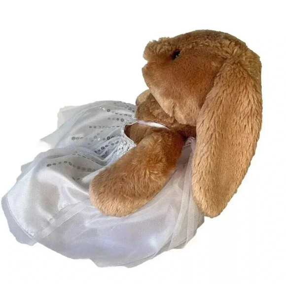Build A Bear Workshop BAB Tan Bunny Rabbit 16" Plush With White Dress - Picture 2 of 8